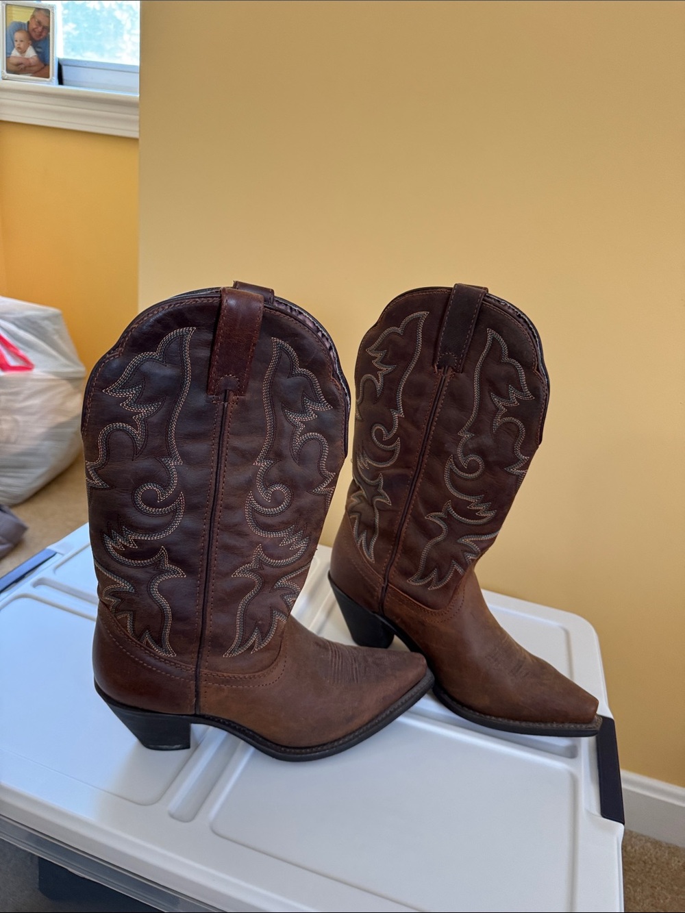 Laredo Two-Tone Brown Western Heeled Boots